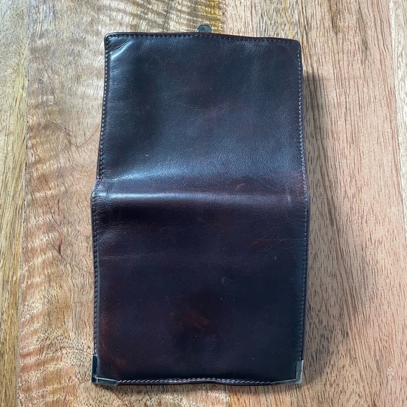 RARE Vintage GUCCI 70s Horseshoe Leather Slim Bi-fold Wallet Brown 925 Hardware - Picture 11 of 16